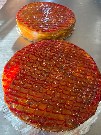 Flan glaseado con diseño